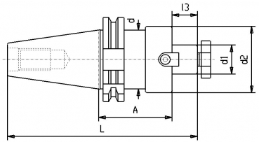 Skizze ANSI-CAT - ANSI-CAT metrisch Messerkopfaufnahme SK40