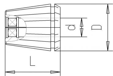 Drawing Collets - Collets Type ER / ESX - Collets ER 16 ER16 with internal square 15m max.