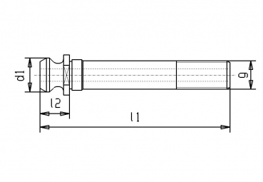 Skizze Anzugsbolzen - Sonderbolzen ISO 7388B lang fr Frserhlsen