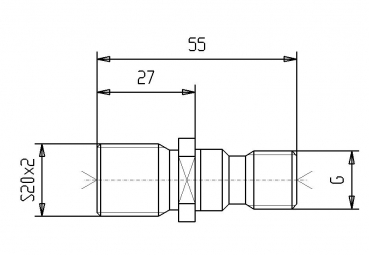 Skizze Anzugsbolzen - Sonderbolzen Anzugsbolzen Sgegewinde S20x2