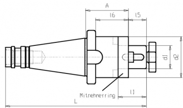Skizze DIN 2080 - Kombi-Aufsteckfrserdorn SK30