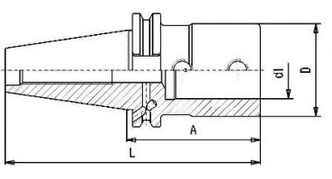 Skizze DIN 69871 - Futter Wendeplattenbohr. E1 SK50 AD/B