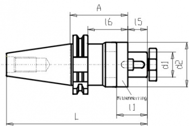 Skizze DIN 69871 - Kombi-Aufsteckfrserdorn SK40 AD/B