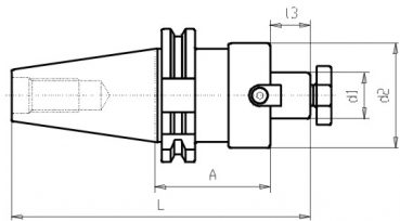 Skizze DIN 69871 - Aufnahme fr Messerkpfe SK40