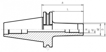 Skizze DIN 69871 - Aufnahme fr Einschraubfrser SK40 AD/B  G6,3 15.000 Umin