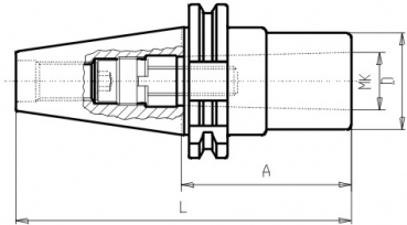 Skizze DIN 69871 - Frserhlse MK m. Gewinde SK40  G6,3/15.000 Umin