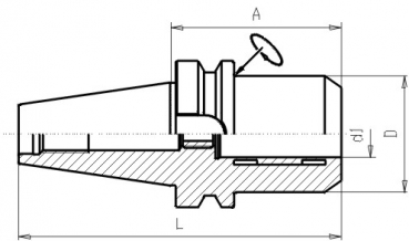 Skizze MAS-BT - Hydro-Dehnspannfutter BT40  G2,5 / 20.000 Umin