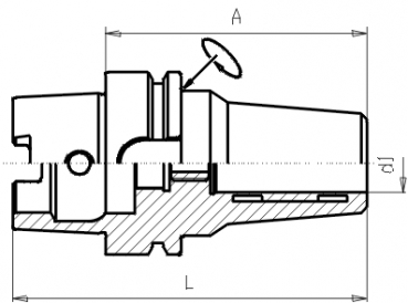 Skizze HSK DIN 69893 - Hydro-Dehnspannfutter HSK A63  G2,5/20.000 Umin