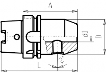 Skizze HSK DIN 69893 - Spannfutter Whistle-Notch HSK A100  G6,3/15.000 Umin