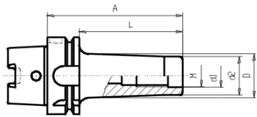 Skizze HSK DIN 69893 - Aufnahme fr Einschraubfrser HSK A63  G6,3/15.000 Umin