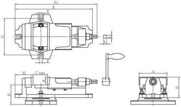 Skizze Schraubstcke Maschinen-Schraubstock mechanisch m. Drehplatte