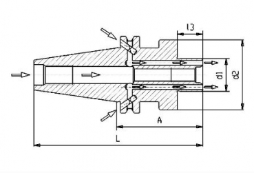 Skizze DIN 69871 - Aufnahme fr Messerkpfe SK50 AD/B